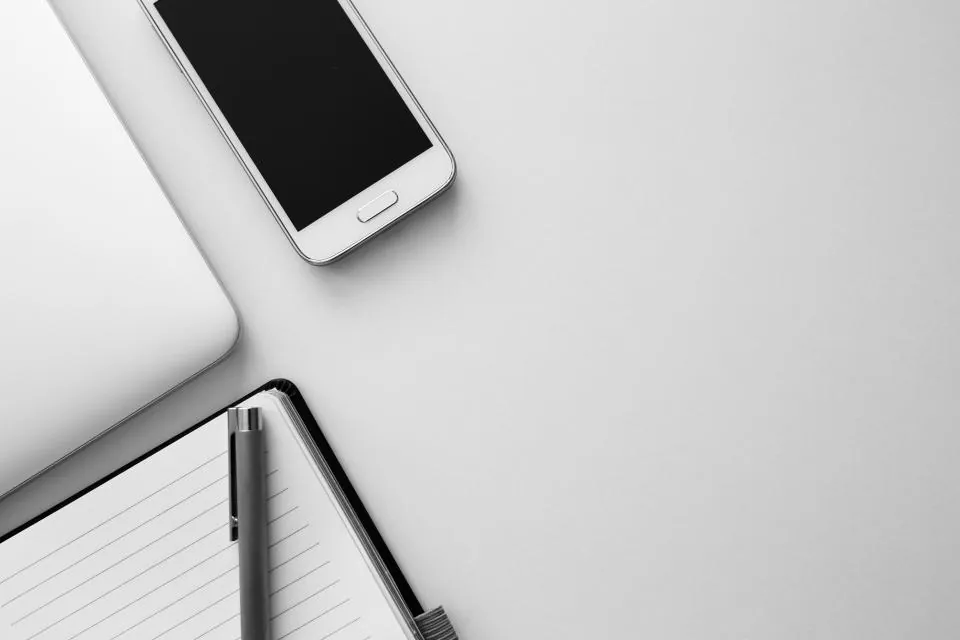 Smartphone on a clean white desk
